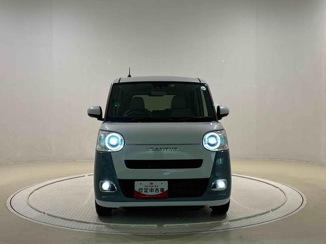 ムーヴキャンバスストライプスＧターボ　ディスプレイオーディオＬＥＤオートライト・フォグランプ　電動パーキングブレーキ　プッシュボタンスタート　セキュリティアラーム　バックカメラ　両側パワースライドドアウエルカムオープン機能　オート電動格納式ドアミラー（広島県）の中古車