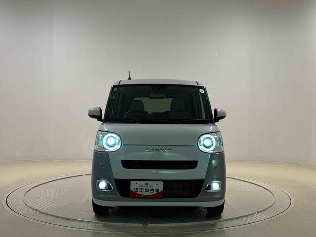 ムーヴキャンバスストライプスＧターボＬＥＤオートライト・フォグランプ　電動パーキングブレーキ　プッシュボタンスタート　セキュリティアラーム　バックカメラ　両側パワースライドドアウエルカムオープン機能　オート電動格納式ドアミラー（広島県）の中古車