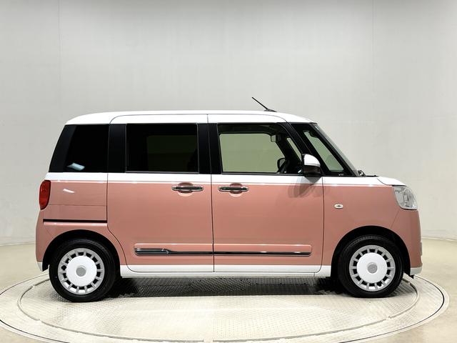 ムーヴキャンバスストライプスＧ　バックカメラ対応　電動パーキングブレーキＬＥＤオートライト・フォグランプ　電動パーキングブレーキ　プッシュボタンスタート　セキュリティアラーム　バックカメラ　両側パワースライドドアウエルカムオープン機能　オート電動格納式ドアミラー（広島県）の中古車