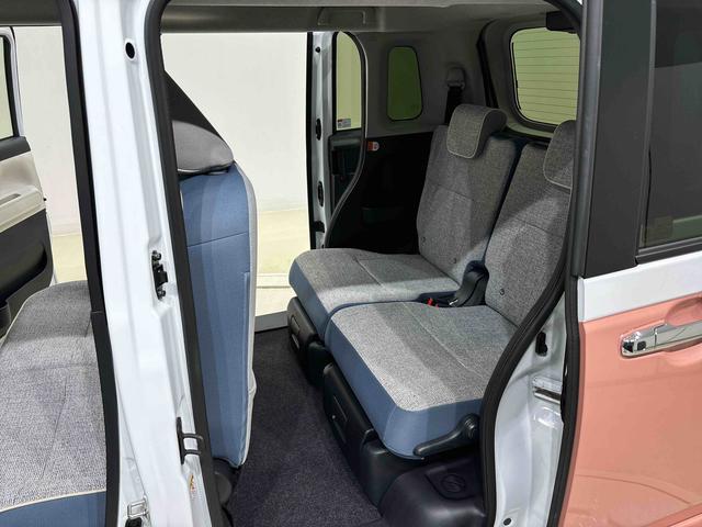 ムーヴキャンバスストライプスＧ　バックカメラ対応　電動パーキングブレーキＬＥＤオートライト・フォグランプ　電動パーキングブレーキ　プッシュボタンスタート　セキュリティアラーム　バックカメラ　両側パワースライドドアウエルカムオープン機能　オート電動格納式ドアミラー（広島県）の中古車