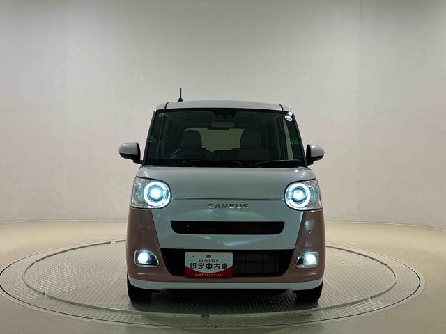 ムーヴキャンバスストライプスＧ　バックカメラ対応　電動パーキングブレーキＬＥＤオートライト・フォグランプ　電動パーキングブレーキ　プッシュボタンスタート　セキュリティアラーム　バックカメラ　両側パワースライドドアウエルカムオープン機能　オート電動格納式ドアミラー（広島県）の中古車