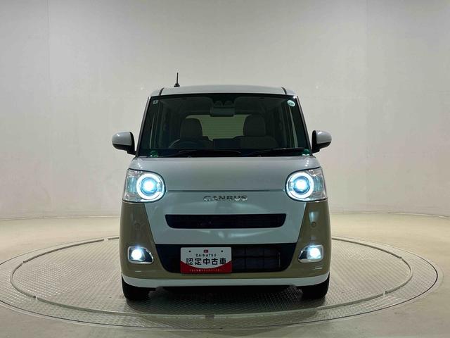 ムーヴキャンバスストライプスＧＬＥＤオートライト・フォグランプ　電動パーキングブレーキ　プッシュボタンスタート　セキュリティアラーム　バックカメラ　両側パワースライドドアウエルカムオープン機能　オート電動格納式ドアミラー（広島県）の中古車