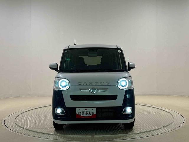 ムーヴキャンバスストライプスＧターボ　９インチディスプレイオーディオ　Ｑｉ全車速追従機能付ＡＣＣ　運転席・助手席シートヒーター　電動パーキングブレーキブレーキ　オートブレーキホールド機能　チルトステアリング　運転席シートリフター　オートライト　ＬＥＤヘッドランプ（広島県）の中古車