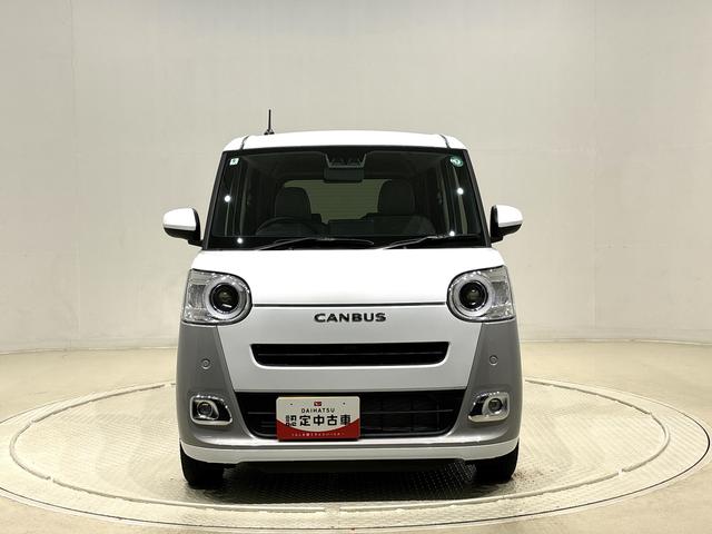 ムーヴキャンバスストライプスＧＬＥＤオートライト・フォグランプ　電動パーキングブレーキ　プッシュボタンスタート　セキュリティアラーム　バックカメラ　両側パワースライドドアウエルカムオープン機能　オート電動格納式ドアミラー（広島県）の中古車