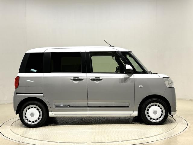 ムーヴキャンバスストライプスＧＬＥＤオートライト・フォグランプ　電動パーキングブレーキ　プッシュボタンスタート　セキュリティアラーム　バックカメラ　両側パワースライドドアウエルカムオープン機能　オート電動格納式ドアミラー（広島県）の中古車