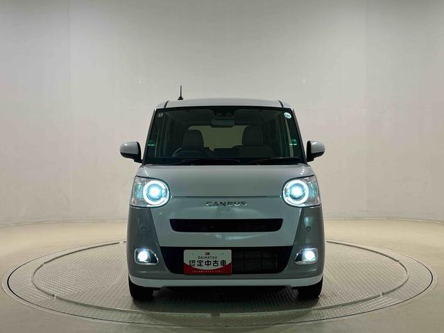ムーヴキャンバスストライプスＧＬＥＤオートライト・フォグランプ　電動パーキングブレーキ　プッシュボタンスタート　セキュリティアラーム　バックカメラ　両側パワースライドドアウエルカムオープン機能　オート電動格納式ドアミラー（広島県）の中古車