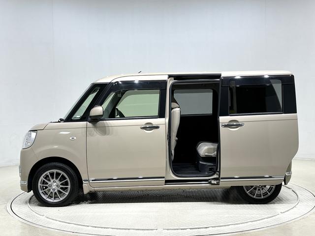 ムーヴキャンバスGメイクアップ SAIIILEDヘッドランプ・フォグランプ 置き楽ボックス オートライト プッシュボタンスタート セキュリティアラーム パノラマモニター対応カメラ 両側パワースライドドア(広島県)の中古車