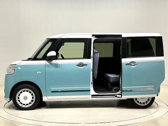 ムーヴキャンバスストライプスＧ　　ナビ付　バックモニター　ＬＥＤヘッドライトＬＥＤオートライト・フォグランプ　電動パーキングブレーキ　プッシュボタンスタート　セキュリティアラーム　バックカメラ　両側パワースライドドアウエルカムオープン機能　オート電動格納式ドアミラー（広島県）の中古車