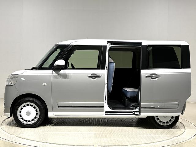 ムーヴキャンバスストライプスＧ　電動パーキングブレーキＬＥＤオートライト・フォグランプ　電動パーキングブレーキ　プッシュボタンスタート　セキュリティアラーム　バックカメラ　両側パワースライドドアウエルカムオープン機能　オート電動格納式ドアミラー（広島県）の中古車