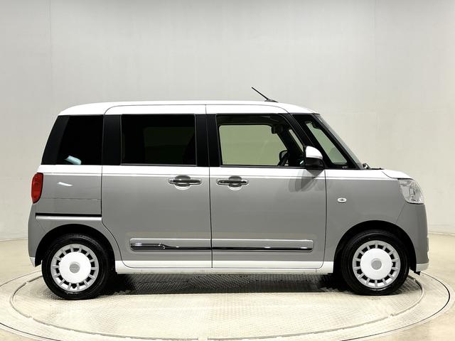 ムーヴキャンバスストライプスＧ　バックモニター　電動パーキングブレーキＬＥＤオートライト・フォグランプ　電動パーキングブレーキ　プッシュボタンスタート　セキュリティアラーム　バックカメラ　両側パワースライドドアウエルカムオープン機能　オート電動格納式ドアミラー（広島県）の中古車