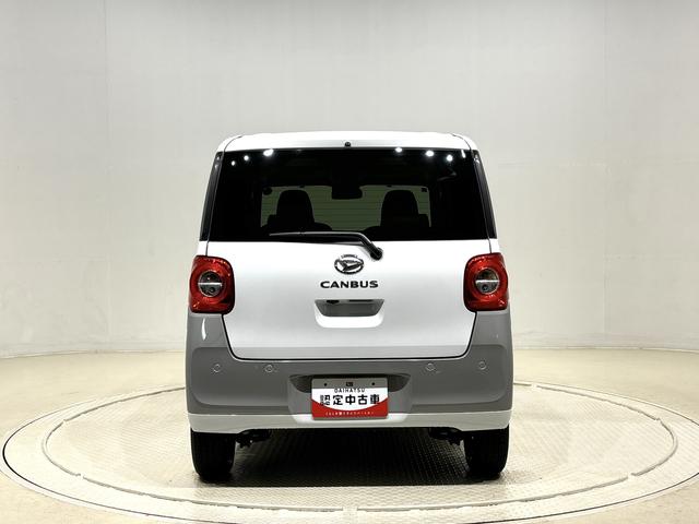 ムーヴキャンバスストライプスＧ　バックモニター　電動パーキングブレーキＬＥＤオートライト・フォグランプ　電動パーキングブレーキ　プッシュボタンスタート　セキュリティアラーム　バックカメラ　両側パワースライドドアウエルカムオープン機能　オート電動格納式ドアミラー（広島県）の中古車