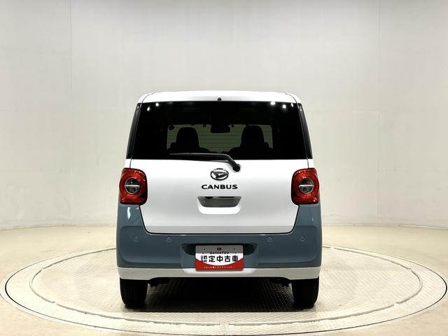 ムーヴキャンバスストライプスＧターボＬＥＤオートライト・フォグランプ　電動パーキングブレーキ　プッシュボタンスタート　セキュリティアラーム　バックカメラ　両側パワースライドドアウエルカムオープン機能　オート電動格納式ドアミラー（広島県）の中古車