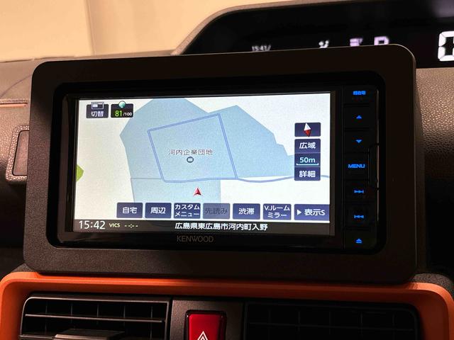 タントファンクロスターボ ナビゲーション ETCLEDオートライト 電動パーキングブレーキ 運転席助手席シートヒーター アルミホイール キーフリーシステム オート電動格納式ドアミラー(広島県)の中古車