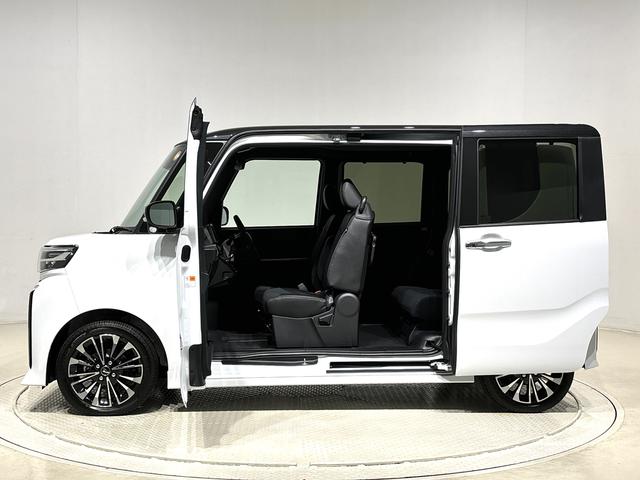 タントカスタム　パノラマモニター対応カメラ付　前席シートヒーター電動パーキングブレーキ　後席両側パワースライドドア　オートライト　サイドエアバッグ　ＬＥＤヘッドライト・フォグランプ　純正１５インチアルミホイール　キーフリーシステム　セキュリティーアラーム（広島県）の中古車