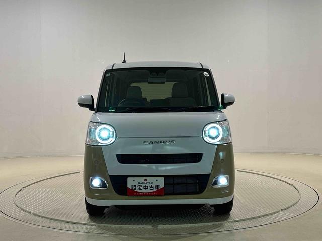 ムーヴキャンバスストライプスG バックモニター対応カメラ シートヒーターLEDオートライト・フォグランプ 電動パーキングブレーキ プッシュボタンスタート セキュリティアラーム バックカメラ 両側パワースライドドアウエルカムオープン機能 オート電動格納式ドアミラー(広島県)の中古車