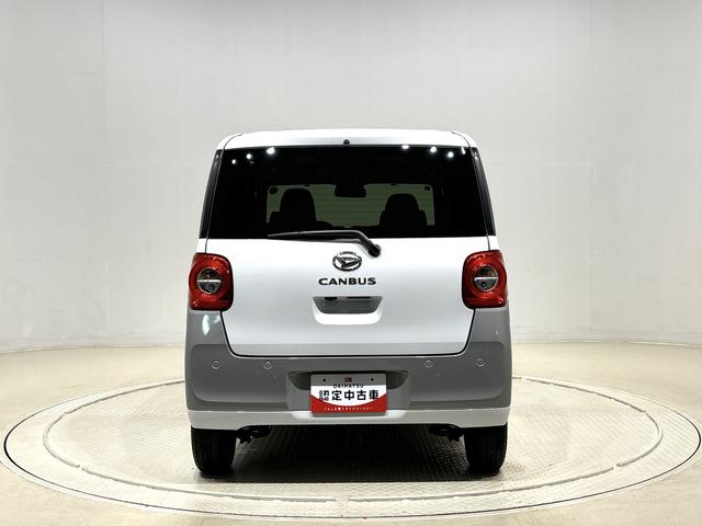 ムーヴキャンバスストライプスＧターボ　バックモニター対応　シートヒーターＬＥＤオートライト・フォグランプ　電動パーキングブレーキ　プッシュボタンスタート　セキュリティアラーム　バックカメラ　両側パワースライドドアウエルカムオープン機能　オート電動格納式ドアミラー（広島県）の中古車