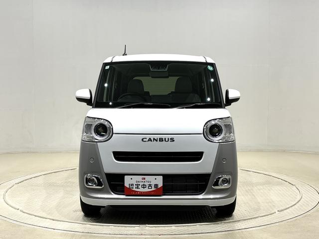 ムーヴキャンバスストライプスＧターボＬＥＤオートライト・フォグランプ　電動パーキングブレーキ　プッシュボタンスタート　セキュリティアラーム　バックカメラ　両側パワースライドドアウエルカムオープン機能　オート電動格納式ドアミラー（広島県）の中古車