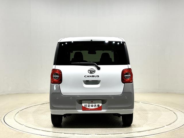 ムーヴキャンバスストライプスＧターボＬＥＤオートライト・フォグランプ　電動パーキングブレーキ　プッシュボタンスタート　セキュリティアラーム　バックカメラ　両側パワースライドドアウエルカムオープン機能　オート電動格納式ドアミラー（広島県）の中古車