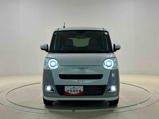 ムーヴキャンバスストライプスＧターボＬＥＤオートライト・フォグランプ　電動パーキングブレーキ　プッシュボタンスタート　セキュリティアラーム　バックカメラ　両側パワースライドドアウエルカムオープン機能　オート電動格納式ドアミラー（広島県）の中古車