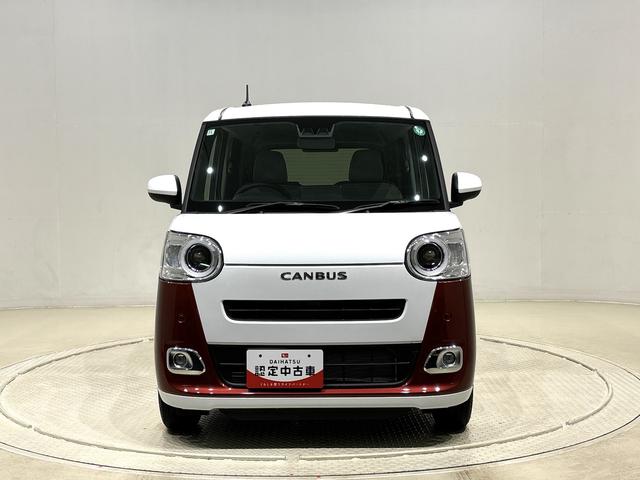 ムーヴキャンバスストライプスG バックモニター対応カメラ シートヒーターLEDオートライト・フォグランプ 電動パーキングブレーキ プッシュボタンスタート セキュリティアラーム バックカメラ 両側パワースライドドアウエルカムオープン機能 オート電動格納式ドアミラー(広島県)の中古車