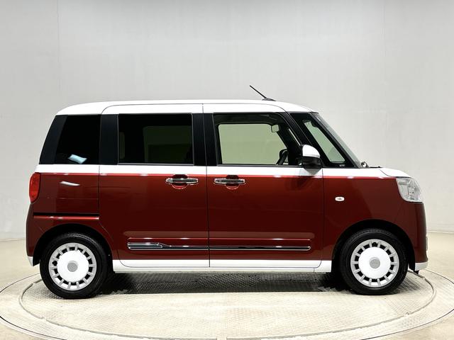 ムーヴキャンバスストライプスG バックモニター対応カメラ シートヒーターLEDオートライト・フォグランプ 電動パーキングブレーキ プッシュボタンスタート セキュリティアラーム バックカメラ 両側パワースライドドアウエルカムオープン機能 オート電動格納式ドアミラー(広島県)の中古車