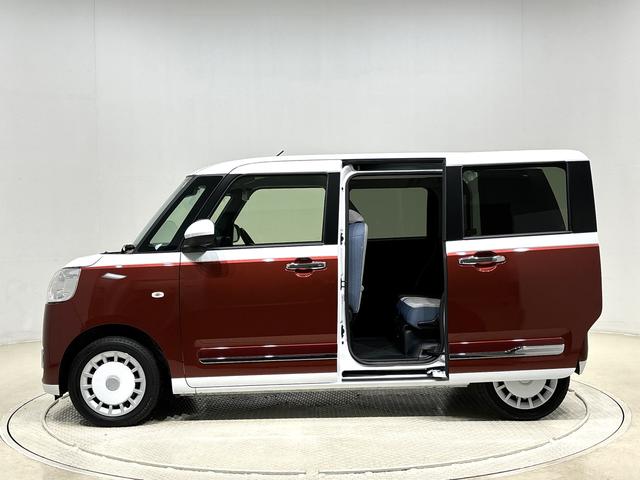 ムーヴキャンバスストライプスG バックモニター対応カメラ シートヒーターLEDオートライト・フォグランプ 電動パーキングブレーキ プッシュボタンスタート セキュリティアラーム バックカメラ 両側パワースライドドアウエルカムオープン機能 オート電動格納式ドアミラー(広島県)の中古車