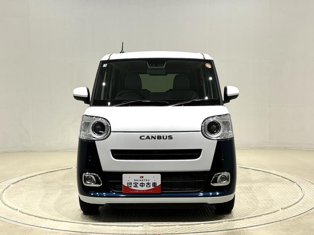 ムーヴキャンバスストライプスＧターボＬＥＤオートライト・フォグランプ　電動パーキングブレーキ　プッシュボタンスタート　セキュリティアラーム　バックカメラ　両側パワースライドドアウエルカムオープン機能　オート電動格納式ドアミラー（広島県）の中古車