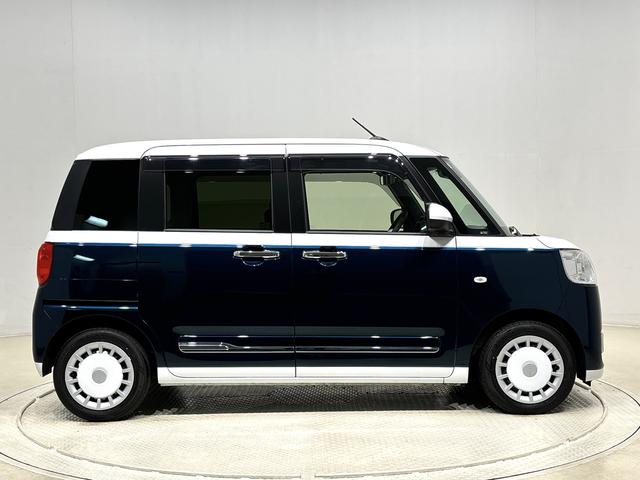 ムーヴキャンバスストライプスＧターボＬＥＤオートライト・フォグランプ　電動パーキングブレーキ　プッシュボタンスタート　セキュリティアラーム　バックカメラ　両側パワースライドドアウエルカムオープン機能　オート電動格納式ドアミラー（広島県）の中古車