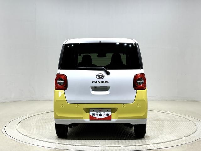 ムーヴキャンバスストライプスＧ　バックモニター対応　電動パーキングブレーキＬＥＤオートライト・フォグランプ　電動パーキングブレーキ　プッシュボタンスタート　セキュリティアラーム　バックカメラ　両側パワースライドドアウエルカムオープン機能　オート電動格納式ドアミラー（広島県）の中古車