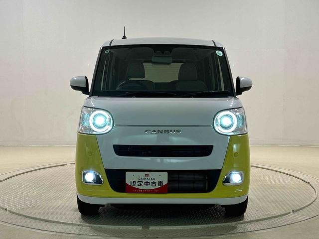 ムーヴキャンバスストライプスＧ　バックモニター対応　電動パーキングブレーキＬＥＤオートライト・フォグランプ　電動パーキングブレーキ　プッシュボタンスタート　セキュリティアラーム　バックカメラ　両側パワースライドドアウエルカムオープン機能　オート電動格納式ドアミラー（広島県）の中古車