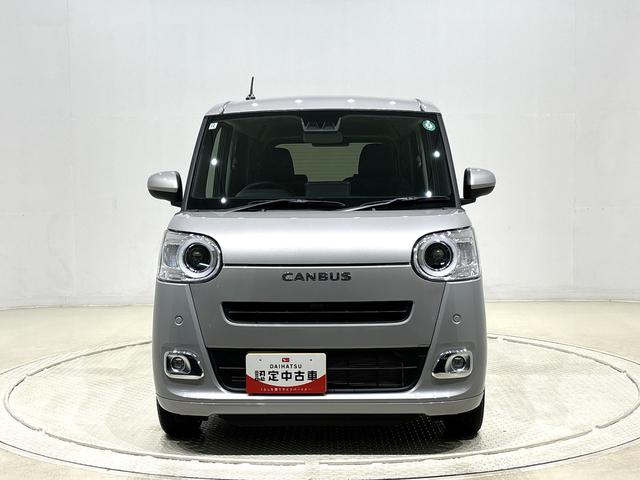 ムーヴキャンバスセオリーＧ　バックモニター対応　電動パーキングブレーキＬＥＤオートライト・フォグランプ　電動パーキングブレーキ　プッシュボタンスタート　セキュリティアラーム　バックカメラ　両側パワースライドドアウエルカムオープン機能　オート電動格納式ドアミラー（広島県）の中古車