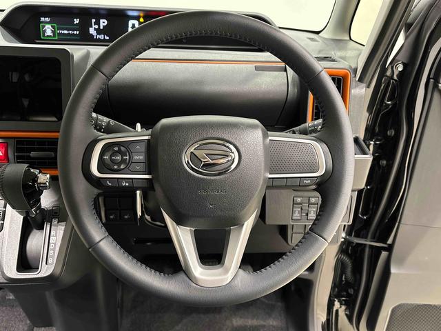 タントファンクロスターボ　　運転席・助手席シートヒーター純正ナビ装着用アップグレードパック　電動パーキングブレーキ　オートブレーキホールド機能　本革巻ステアリングホイール　１５インチアルミホイール　格納式リヤドアサンシェード　キーフリーシステム（広島県）の中古車