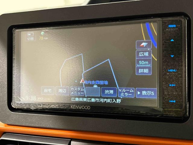 タントファンクロスターボ　ナビ　バックモニター対応　ＥＴＣ車載器ＬＥＤオートライト　パワースライドドアウェルカムオープン機能　電動格納式ドアミラー　助手席ロングスライド　助手席イージークローザー　　セキュリティアラーム　キーフリーシステム（広島県）の中古車