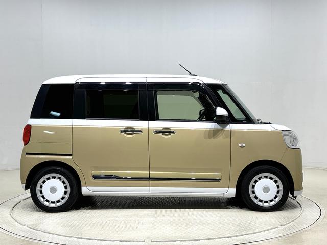 ムーヴキャンバスストライプスＧターボ　カーナビ　バックモニター　キーフリー電動パーキングブレーキ　後席両側パワースライドドア　運転席・助手席シートヒーター　ＬＥＤヘッドライト・フォグランプ　オートライト　サイドエアバッグ　アイドリングストップ機能（広島県）の中古車