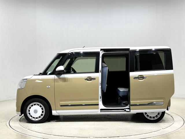 ムーヴキャンバスストライプスＧターボ　カーナビ　バックモニター　キーフリー電動パーキングブレーキ　後席両側パワースライドドア　運転席・助手席シートヒーター　ＬＥＤヘッドライト・フォグランプ　オートライト　サイドエアバッグ　アイドリングストップ機能（広島県）の中古車