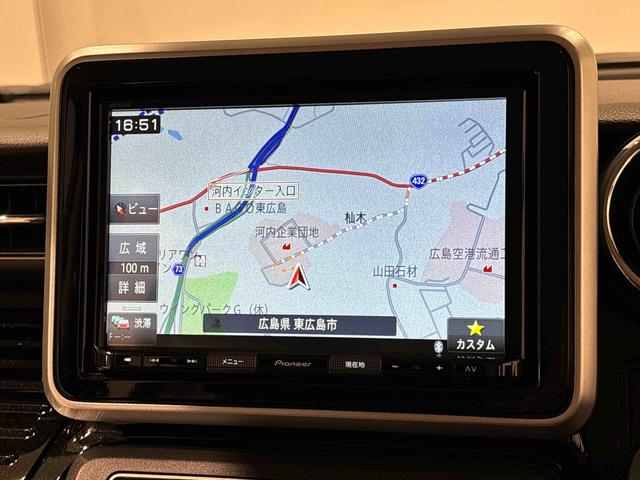 スペーシアカスタムハイブリッドＸＳ　ナビゲーション　ドラレコ　ＥＴＣＬＥＤオートライト　プッシュスタートボタン　運転席シートヒーター　　アルミホイール　キーフリーシステム（広島県）の中古車