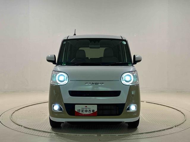 ムーヴキャンバスストライプスG シートヒーター バックモニター対応カメラLEDオートライト・フォグランプ 電動パーキングブレーキ プッシュボタンスタート セキュリティアラーム バックカメラ 両側パワースライドドアウエルカムオープン機能 オート電動格納式ドアミラー(広島県)の中古車