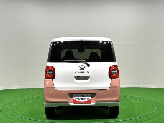 ムーヴキャンバスストライプスＧ　バックモニター対応カメラ　シートヒーターＬＥＤオートライト・フォグランプ　電動パーキングブレーキ　プッシュボタンスタート　セキュリティアラーム　バックカメラ　両側パワースライドドアウエルカムオープン機能　オート電動格納式ドアミラー（広島県）の中古車