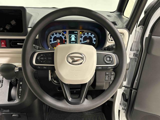 ムーヴキャンバスストライプスＧターボ　バックモニター　電動パーキングブレーキＬＥＤオートライト・フォグランプ　電動パーキングブレーキ　プッシュボタンスタート　セキュリティアラーム　バックカメラ　両側パワースライドドアウエルカムオープン機能　オート電動格納式ドアミラー（広島県）の中古車