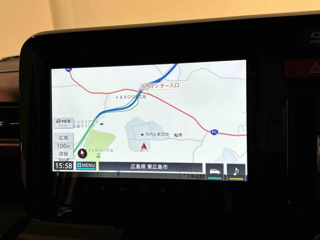 スペーシアカスタムハイブリッドＧＳ　ナビゲーション　ＥＴＣ車載器ＬＥＤオートライト・フォグランプ　電動パーキングブレーキ　プッシュボタンスタート　シートヒーター　アルミホイール（広島県）の中古車