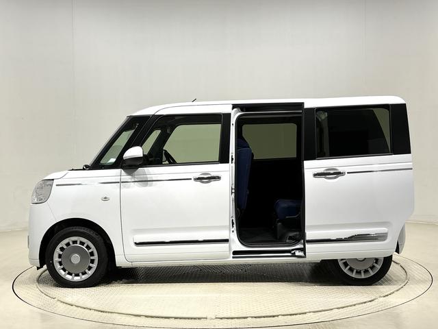 ムーヴキャンバスセオリーＧターボ　シートヒーター　バックモニター対応カメラＬＥＤオートライト・フォグランプ　電動パーキングブレーキ　プッシュボタンスタート　セキュリティアラーム　バックカメラ　両側パワースライドドアウエルカムオープン機能　オート電動格納式ドアミラー（広島県）の中古車