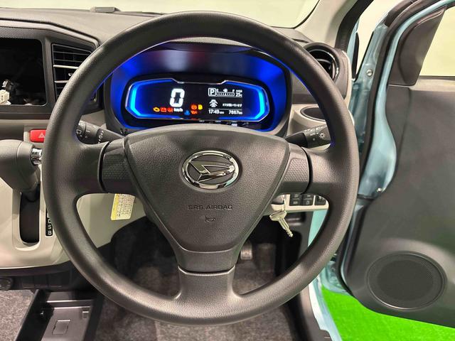 ミライースX SAIII バックモニター対応カメラ コーナーセンサーLEDヘッドランプ セキュリティアラーム コーナーセンサー 14インチフルホイールキャップ キーレスエントリー 電動格納式ドアミラー ショツピングフック マニュアルエアコン(広島県)の中古車