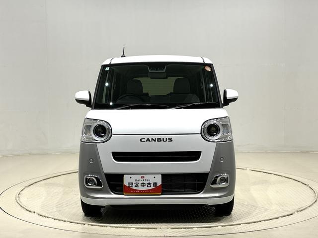 ムーヴキャンバスストライプスＧ　バックモニター対応カメラ　シートヒーターＬＥＤオートライト・フォグランプ　電動パーキングブレーキ　プッシュボタンスタート　セキュリティアラーム　バックカメラ　両側パワースライドドアウエルカムオープン機能　オート電動格納式ドアミラー（広島県）の中古車