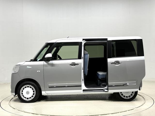 ムーヴキャンバスストライプスＧ　バックモニター対応カメラ　シートヒーターＬＥＤオートライト・フォグランプ　電動パーキングブレーキ　プッシュボタンスタート　セキュリティアラーム　バックカメラ　両側パワースライドドアウエルカムオープン機能　オート電動格納式ドアミラー（広島県）の中古車