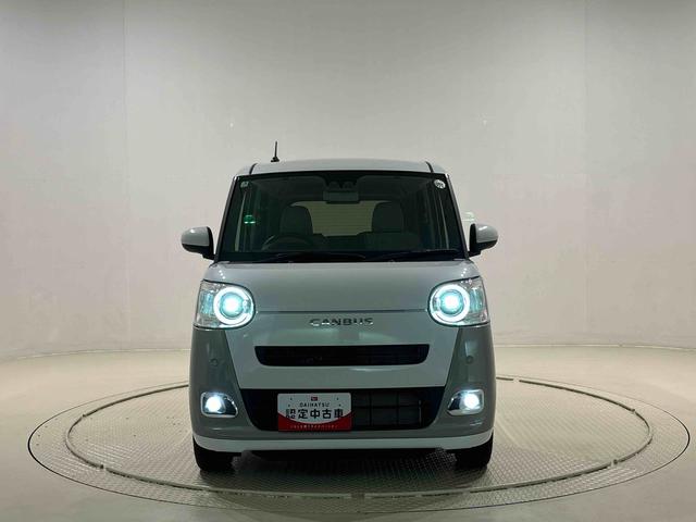 ムーヴキャンバスストライプスＧ　バックモニター対応カメラ　シートヒーターＬＥＤオートライト・フォグランプ　電動パーキングブレーキ　プッシュボタンスタート　セキュリティアラーム　バックカメラ　両側パワースライドドアウエルカムオープン機能　オート電動格納式ドアミラー（広島県）の中古車