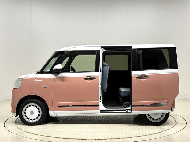 ムーヴキャンバスストライプスＧ　バックモニター対応　電動パーキングブレーキＬＥＤオートライト・フォグランプ　電動パーキングブレーキ　プッシュボタンスタート　セキュリティアラーム　バックカメラ　両側パワースライドドアウエルカムオープン機能　オート電動格納式ドアミラー（広島県）の中古車