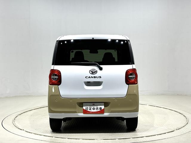 ムーヴキャンバスストライプスＧターボＬＥＤオートライト・フォグランプ　電動パーキングブレーキ　プッシュボタンスタート　セキュリティアラーム　バックカメラ　両側パワースライドドアウエルカムオープン機能　オート電動格納式ドアミラー（広島県）の中古車