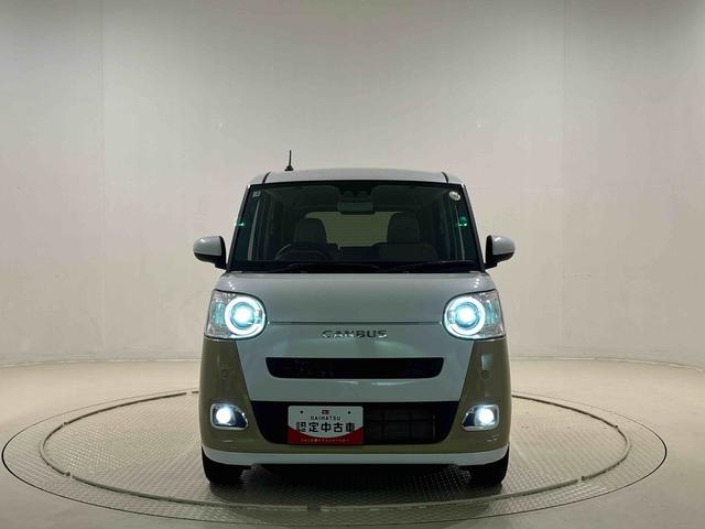 ムーヴキャンバスストライプスＧターボＬＥＤオートライト・フォグランプ　電動パーキングブレーキ　プッシュボタンスタート　セキュリティアラーム　バックカメラ　両側パワースライドドアウエルカムオープン機能　オート電動格納式ドアミラー（広島県）の中古車