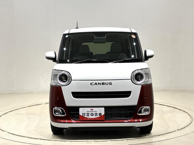 ムーヴキャンバスストライプスＧＬＥＤオートライト・フォグランプ　電動パーキングブレーキ　プッシュボタンスタート　セキュリティアラーム　バックカメラ　両側パワースライドドアウエルカムオープン機能　オート電動格納式ドアミラー（広島県）の中古車