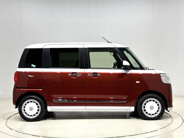 ムーヴキャンバスストライプスＧＬＥＤオートライト・フォグランプ　電動パーキングブレーキ　プッシュボタンスタート　セキュリティアラーム　バックカメラ　両側パワースライドドアウエルカムオープン機能　オート電動格納式ドアミラー（広島県）の中古車